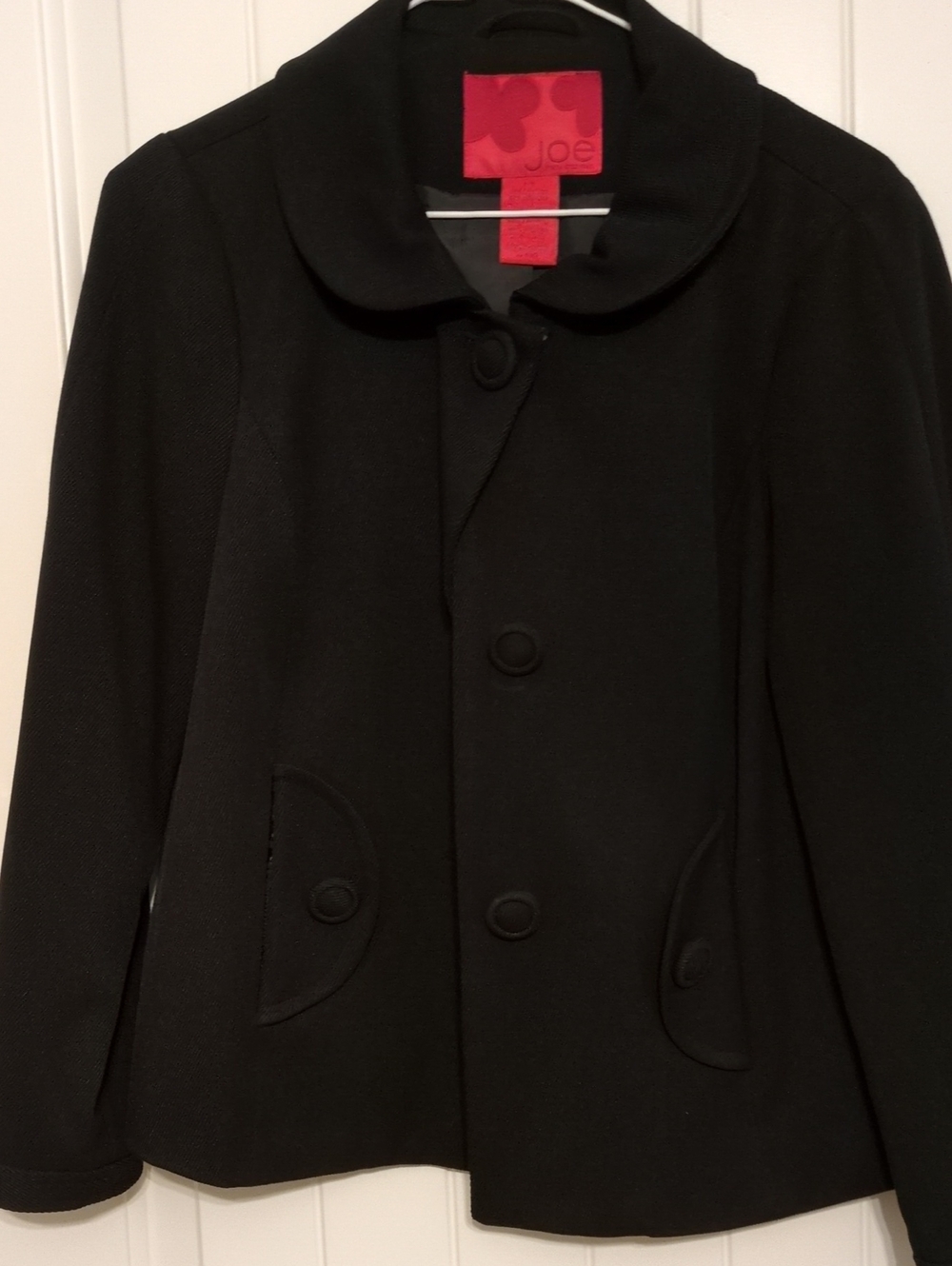 Joe Fresh Black Rounded-Collar Peacoat